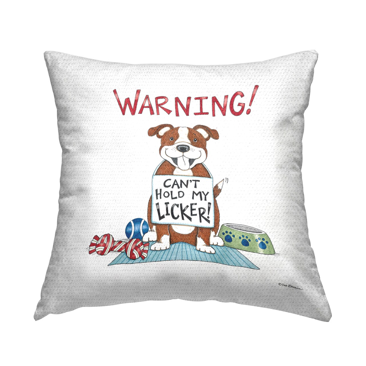 Funny Can't Hold Licker Dog Outdoor Printed Pillow Design by Deb Strain, 18 x 7 x 18